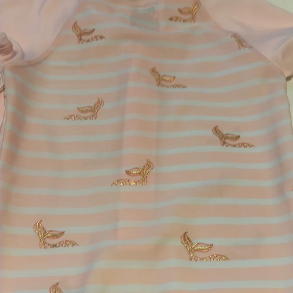First Impressions Pink and White Striped Rashguard Set